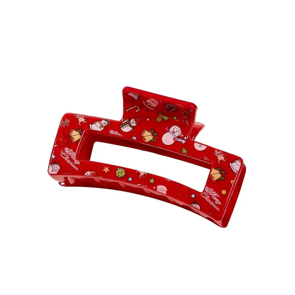 Cute Acrylic Square Hair Claw Xmas Gifts Elk Christmas Tree Print Christmas Hair Clip Hair Accessories Women Headwear