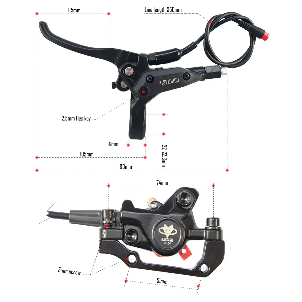 Goodtaste GT03 Power-off Lithium Electric Folding Driving Disc Mountain Scooter Bicycle Caliper Xod Hydraulic Brakes For Bikes