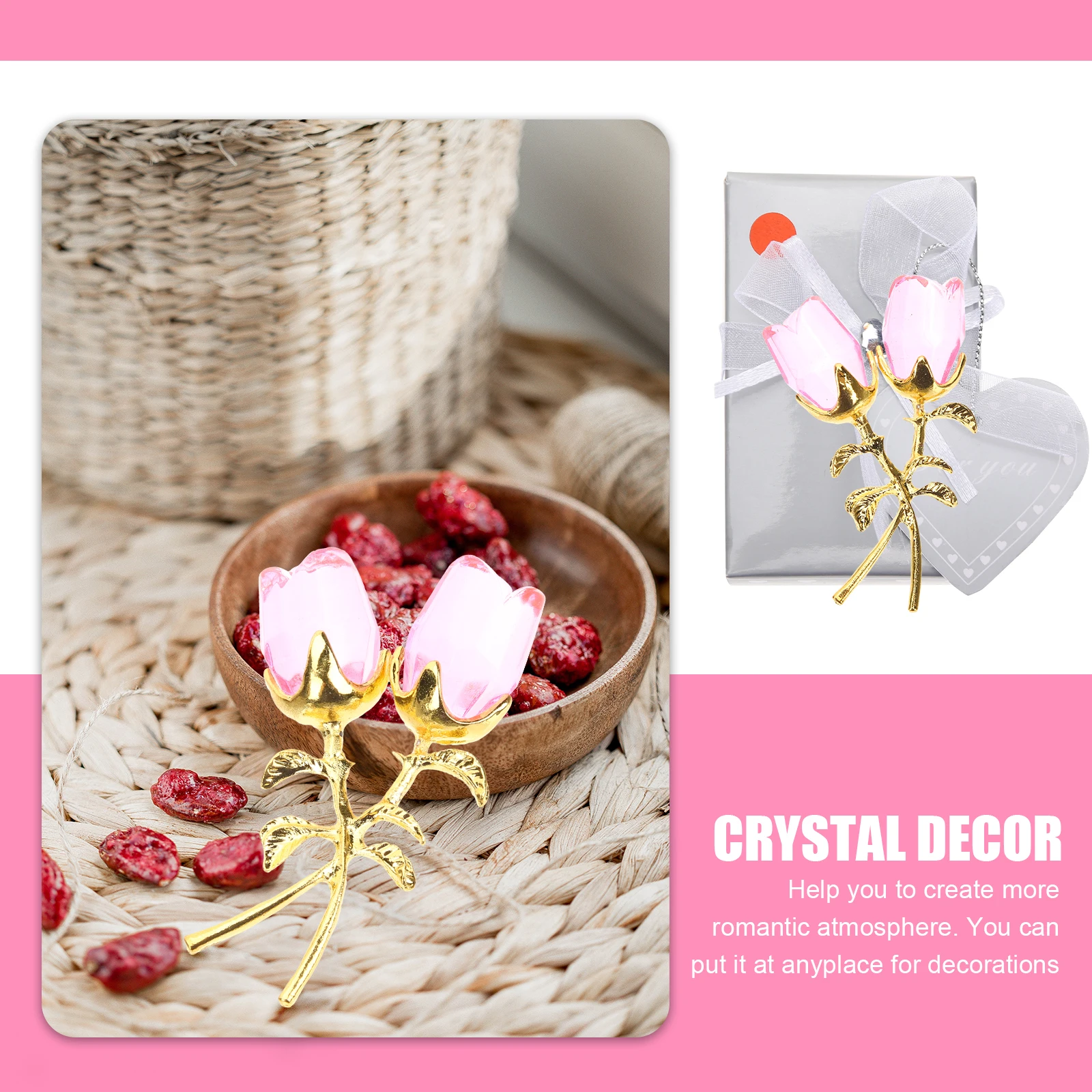 

Crystal Rose Ornaments Flowers Wedding Table Decoration Valentine Statue Romantic