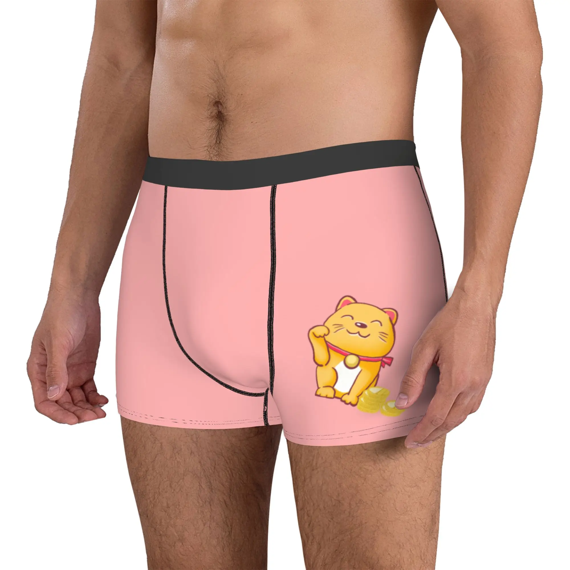 Customized Cool Fortune Cat  Maneki Neko Boxers Shorts Panties Men's Comfortable Japanese Luck Kitten Briefs Underwear