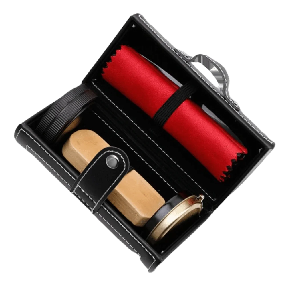 Portable Barrel Set Shoe Shine Kit Black Shoe Polish Stain Removal Boots Care Kit Shoe Care Tools Universal Application