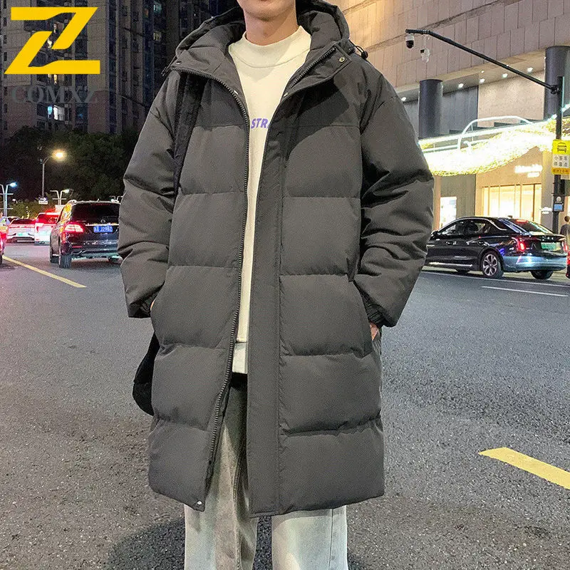 Brand Winter Long snow Parka Men's 2025 New Korean Trendy Lightweight Warm Down Cotton Padded Jacket Man Puffer Ski Padding Coat