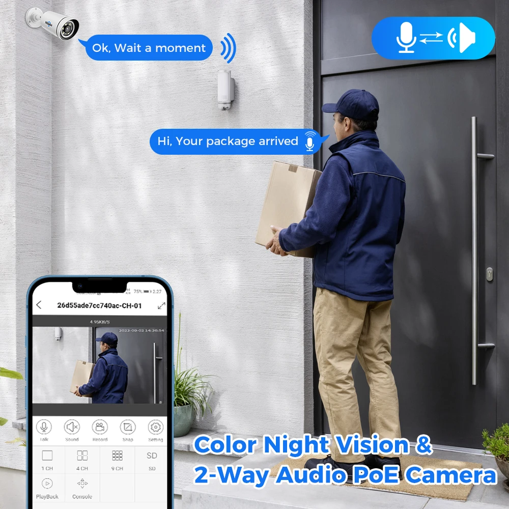 Hiseeu 4K 8MP POE IP Camera H.265 Home Waterproof Surveliance Video Audio Street Color Night Vision Detection XMEYE ONVIF
