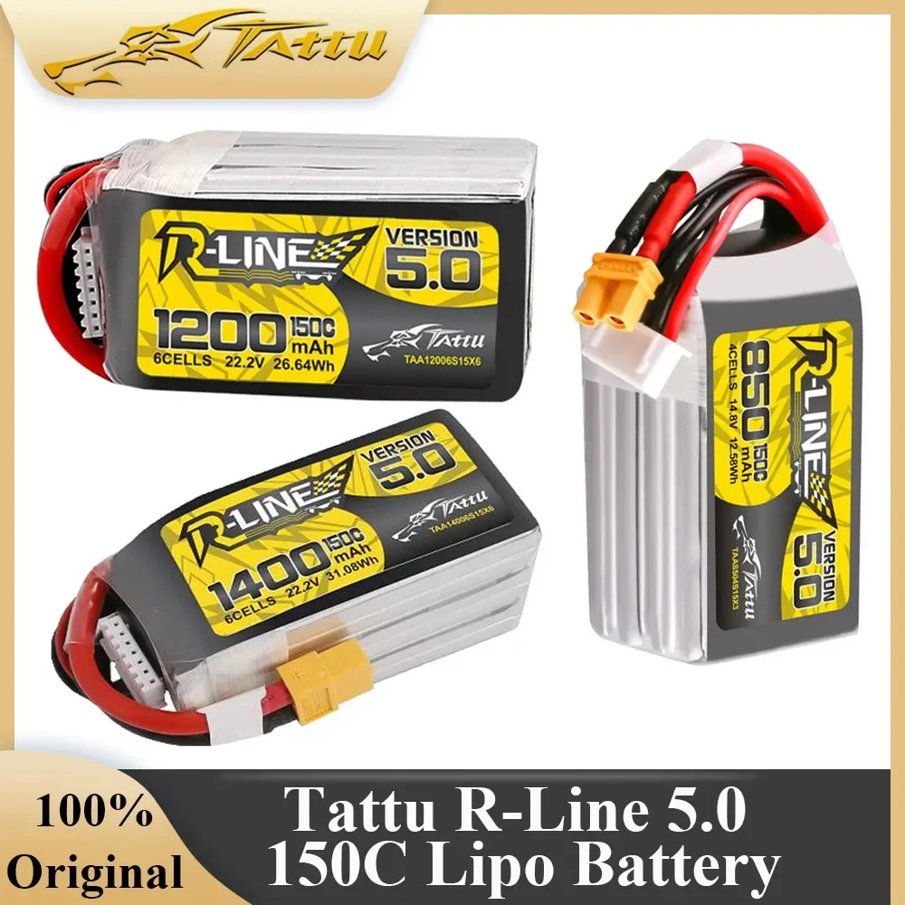 Tattu R-Line 5.0 V5 150C 850 1050 1200 1300 1550mAh Akumulator Lipo 3S/4S/6S XT30 XT60 Wtyczka do FPV Racing Drone RC Quadcopter