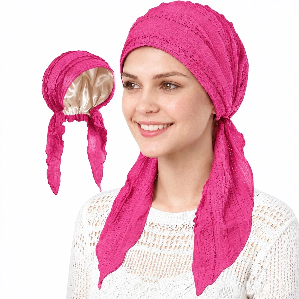 Solid Color Crinkle Women's Hijab Soft Elastic Satin Lined Muslim Ladies Turban Headscarf Head Wrap for Ladies Turbante Mujer