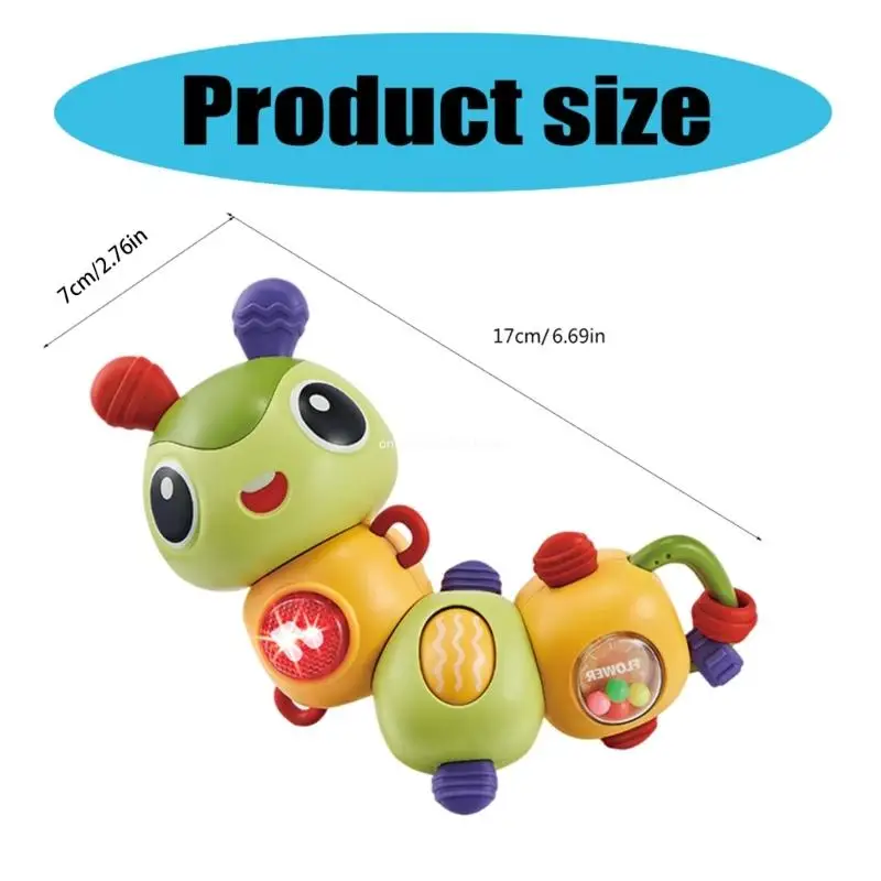 Manual Rotating Caterpillars with Sound and Light Sensory Toy for Early Childhood Cognitive Development Baby Sensory Dropship