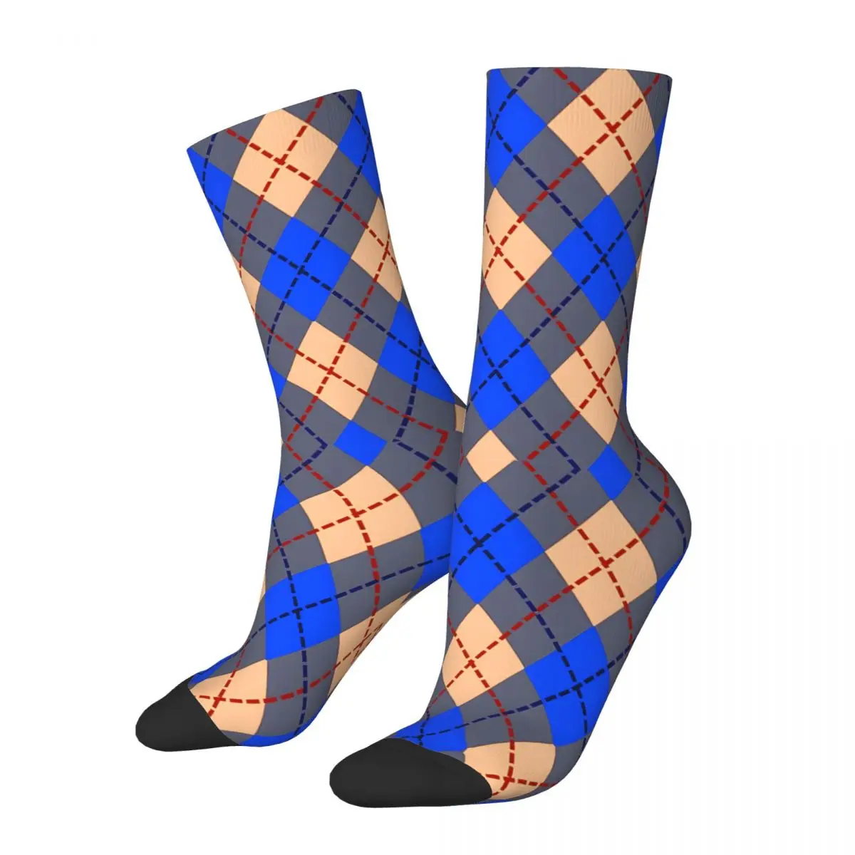 Argyle Pattern Sticker Crazy Men's compression Socks Unisex Diamond Pattern Argyle Street Style Seamless Printed Crew Sock Boys