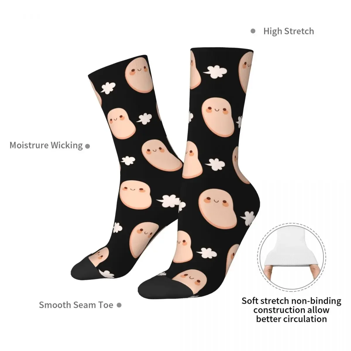 Baked Beans Farting Socks Harajuku Super Soft Stockings All Season Long Socks Accessories for Unisex Birthday Present