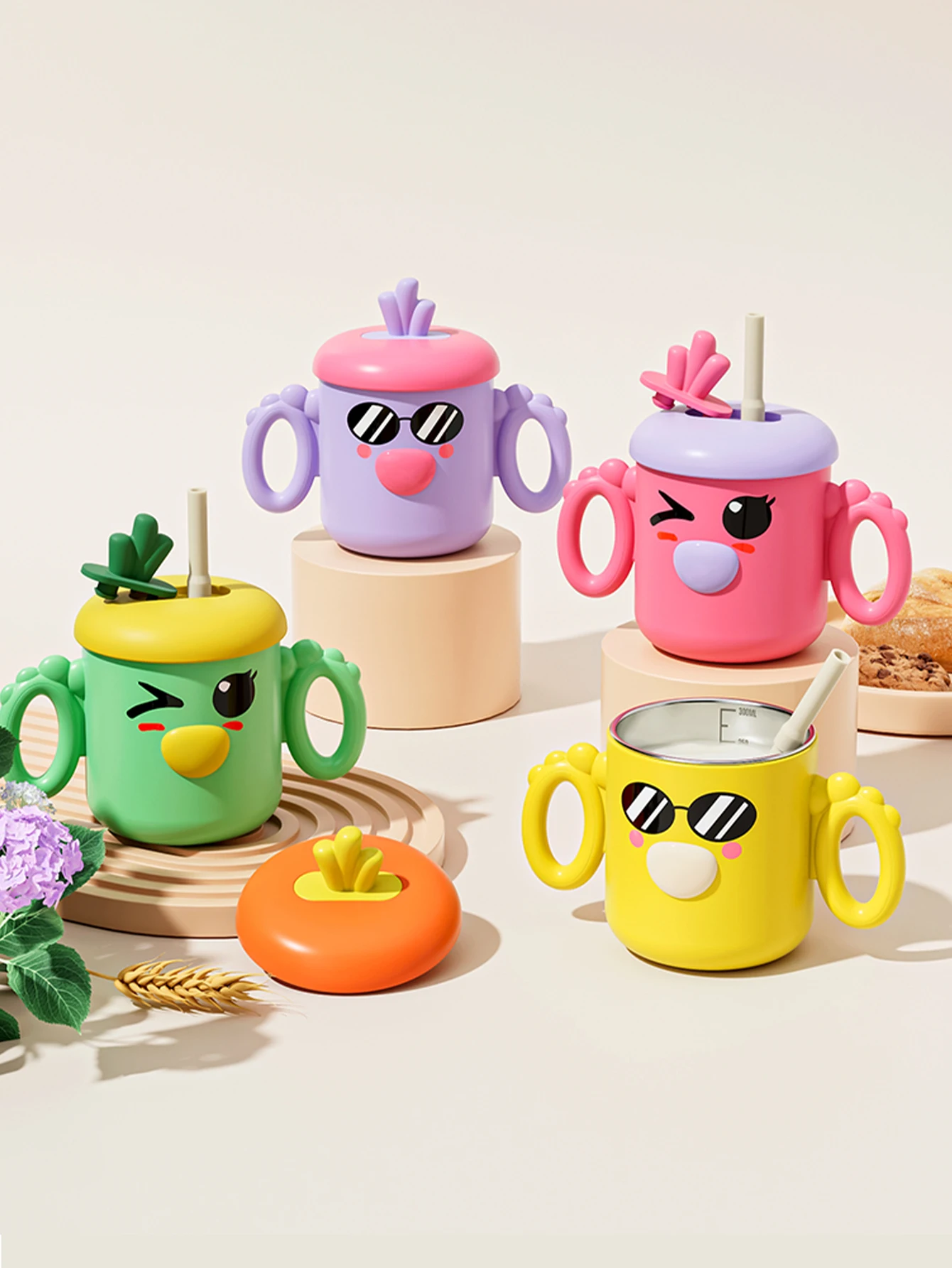 

Kids 316 Stainless Steel Milk Cup, Straw Sippy Bottle with Measuring Scale, Drop-Resistant, Leakproof, BPA-Free