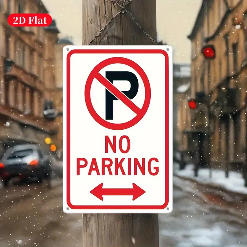 2D Flat No Parking Sign with Red