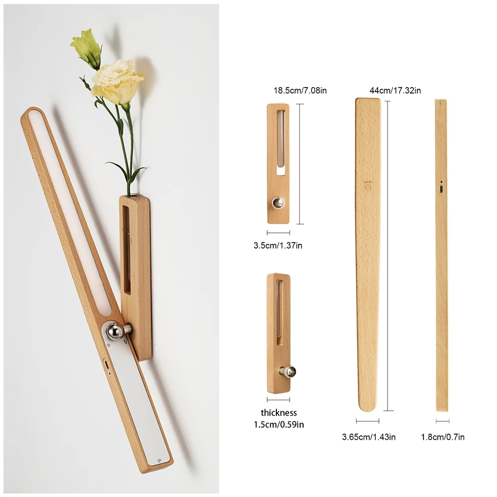 LED Wood Flower Wall Lamp Wood Flower Atmosphere Wall Lamp Magnetic Night Light 360° Rotation Rechargeable Room Decoration