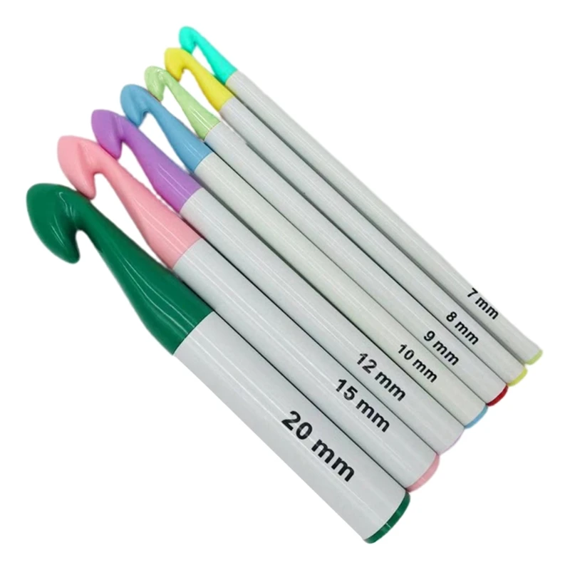 7 Pieces Huge Plastic Handle Crochet Hooks Set Large Size 7mm-20mm Colorful Sweater Knitting Needles Yarn Weave Drop shipping