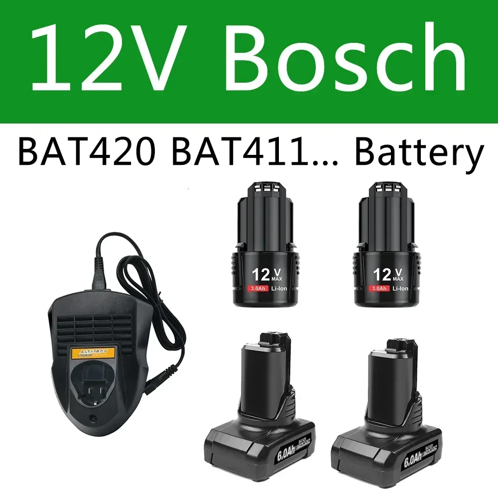 12V Bosch 6Ah Li-ion BAT420 BAT411 Replacement Battery for Bosch BAT411 BAT412 BAT413 BAT414 10.8V Battery Cordless Power Tools