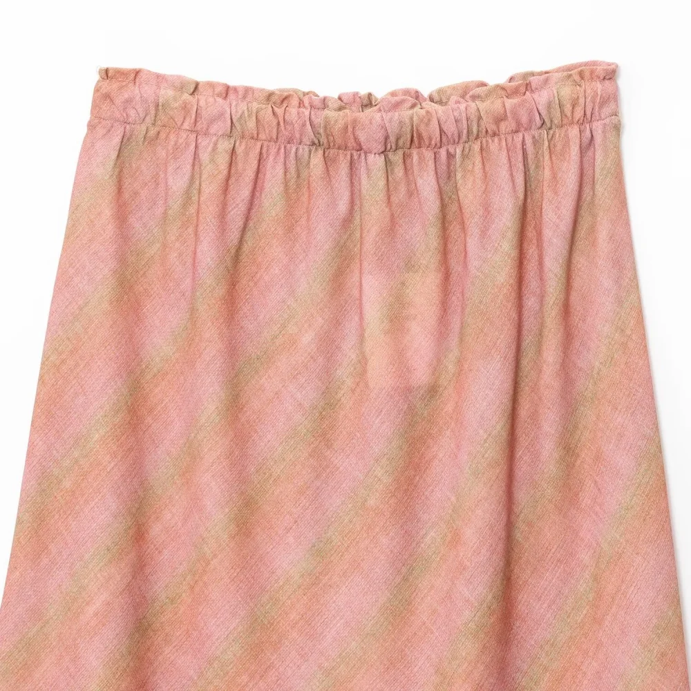 Dames linnen gemengd midi rok midden taille trekkoord riem A-lijn onderkant zomer nieuwe modieuze halve lengte rok