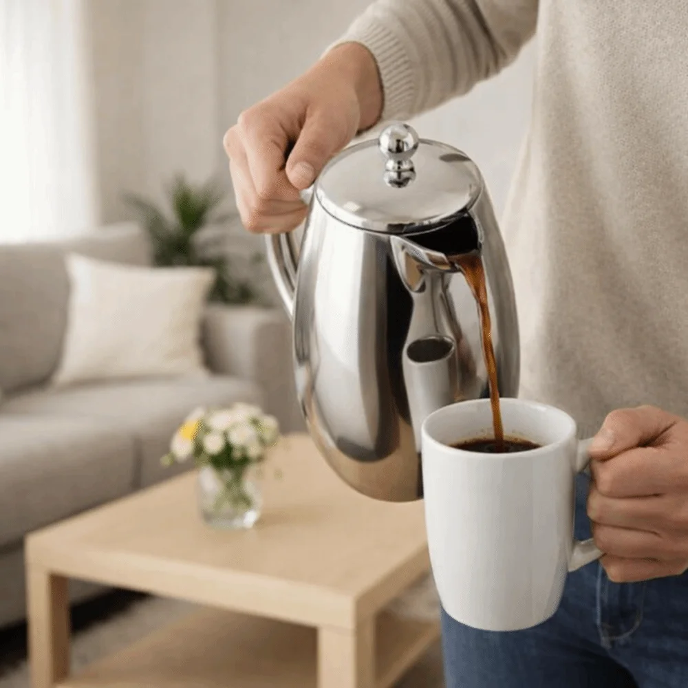 

Кофейник-френч-пресс из нержавеющей стали 304 с двойными стенками, изолированный, с зеркальным покрытием, ударопрочный, с двойным фильтром, для гостиной