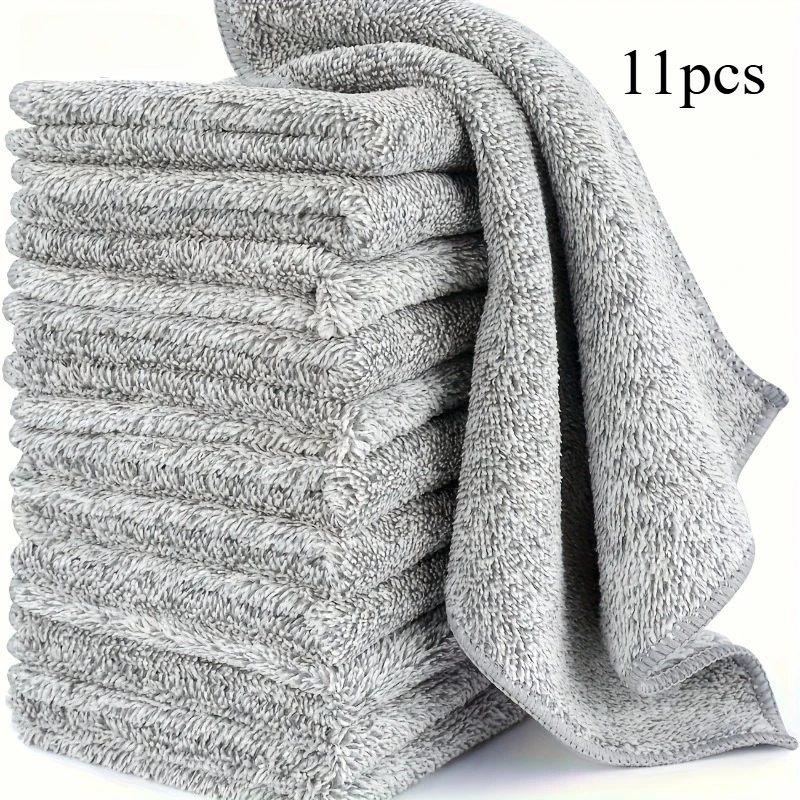 11 Pack Ultra-Absorbent Microfiber Cleaning Cloths - Lint-Free Non-Stick Oil Towels for Car & Kitchen, Washable & Reusable