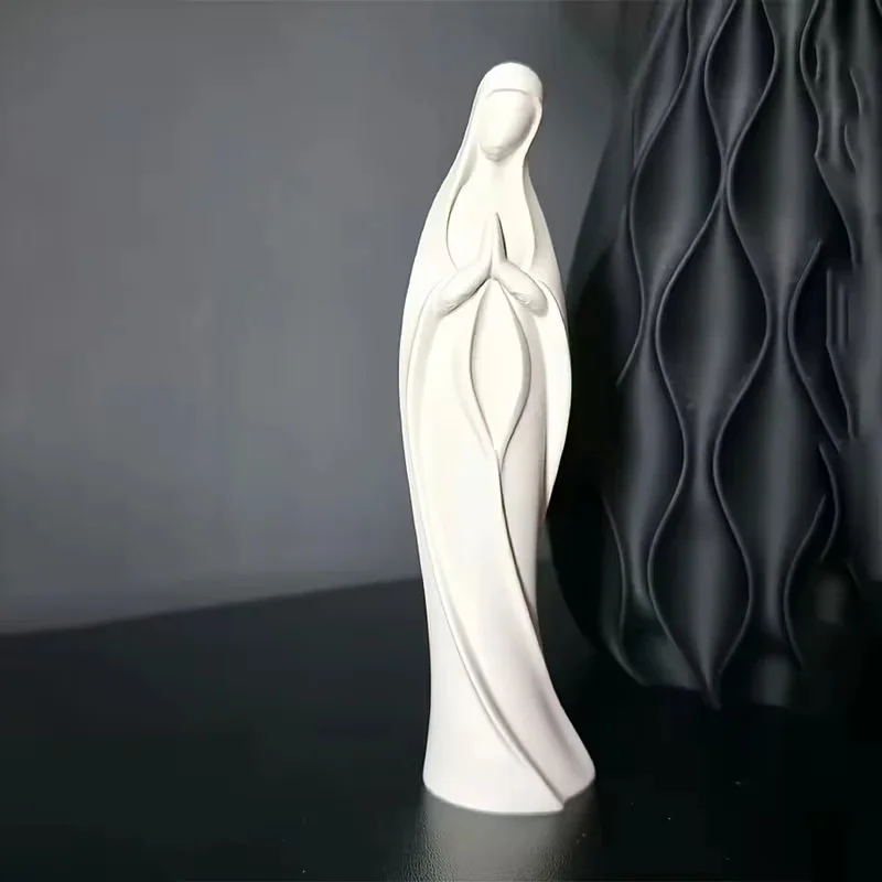 Elegant Virgin Mary Statue, Minimalist 3D Printed Angel Figurine for Home Garden Shelf Decor view 4