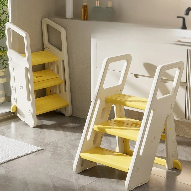 Anti-slip Children Stepping Stool Foldable Toddler Step Stool for Bathroom Adjustable 3 Step Stool With Handles For Kids Toddler