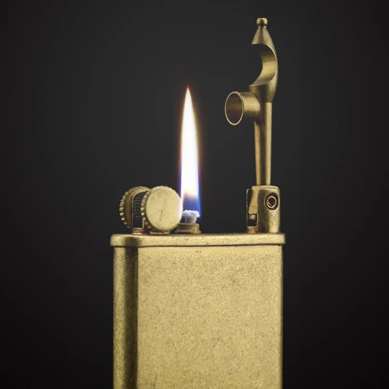 IMCO-Metal Gasoline Lighter Thin Square Brass Lighters Retro Refueling Cigarette Lighter