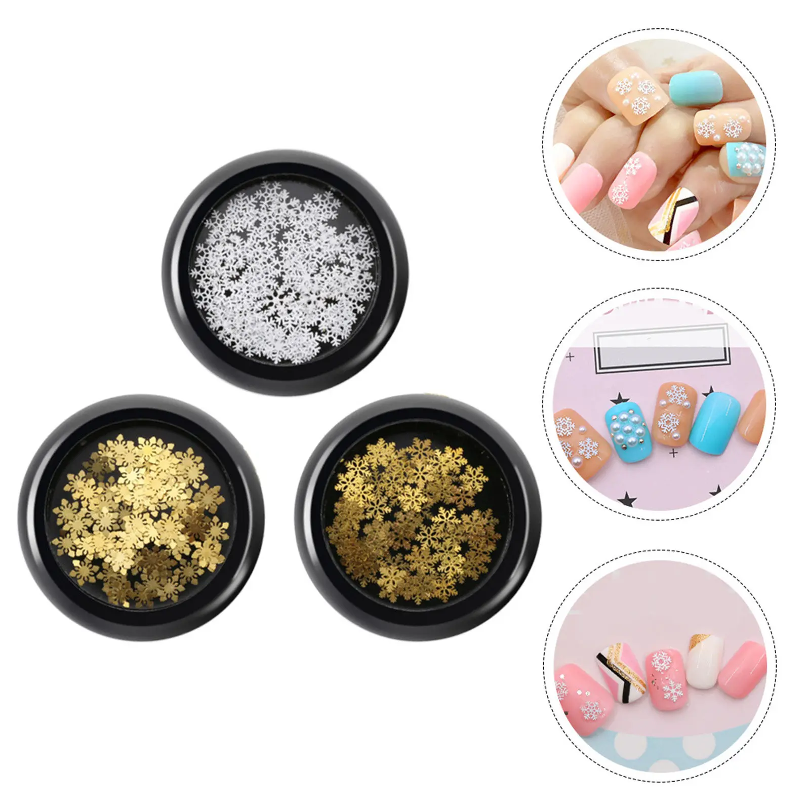 3 Boxes Charms for Nails Art Stickers Mini Snowflake Slices Snowflakes Christmas Fingernail