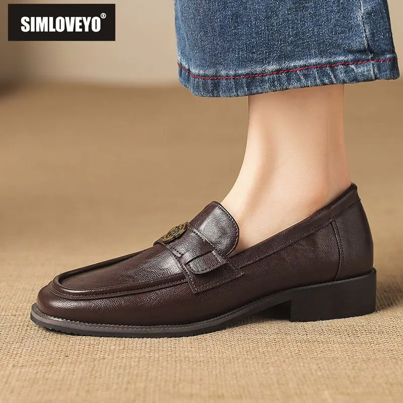 

Брендовые женские туфли без каблука SIMLVOEYO, лоферы с круглым носком, с цветочным узором, большие размеры 41, 42, 43, повседневная женская обувь для отдыха, мягкая нескользящая обувь