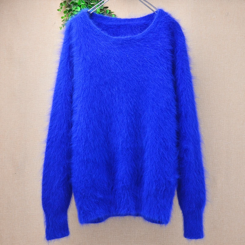 Women Mujer Autumn Winter Clothing Hairy Angora Rabbit Hair Knitted Turtleneck Crop Top Slim Mink Fur Sweater Jumper Pull Tops view 4