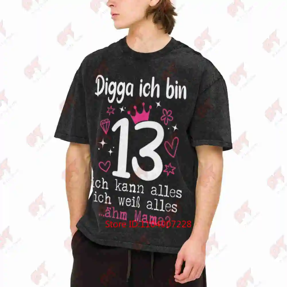 13th Birthday German Vintage Washed Tee Pure Cotton T-Shirt