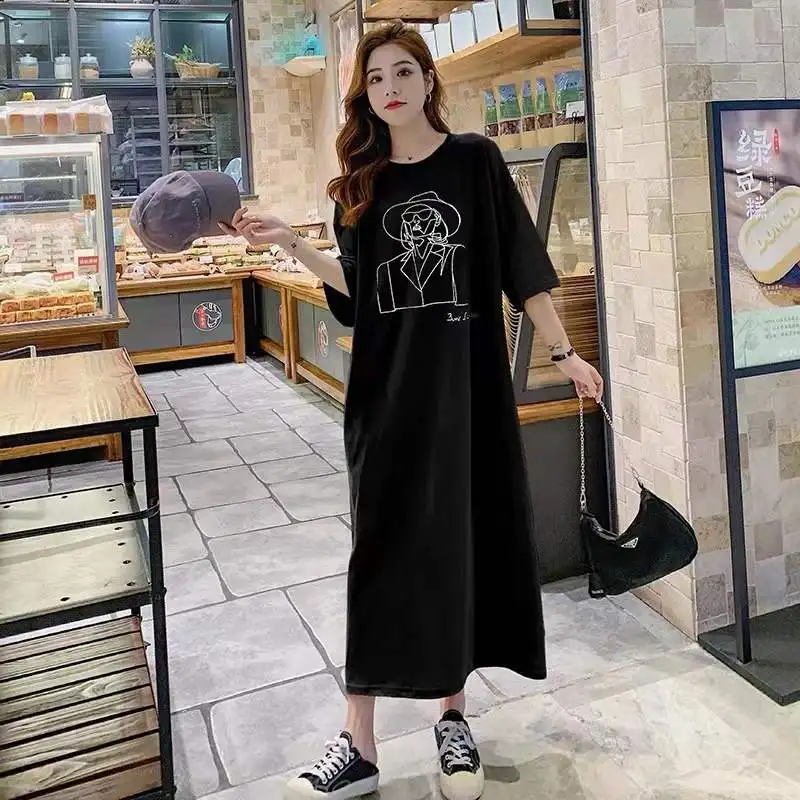 plus Size Pure Cotton Short Sleeve Sleep Dress Women's Casual Summer Pajama plus Size Pregnant Women Comfortable Home Clothes