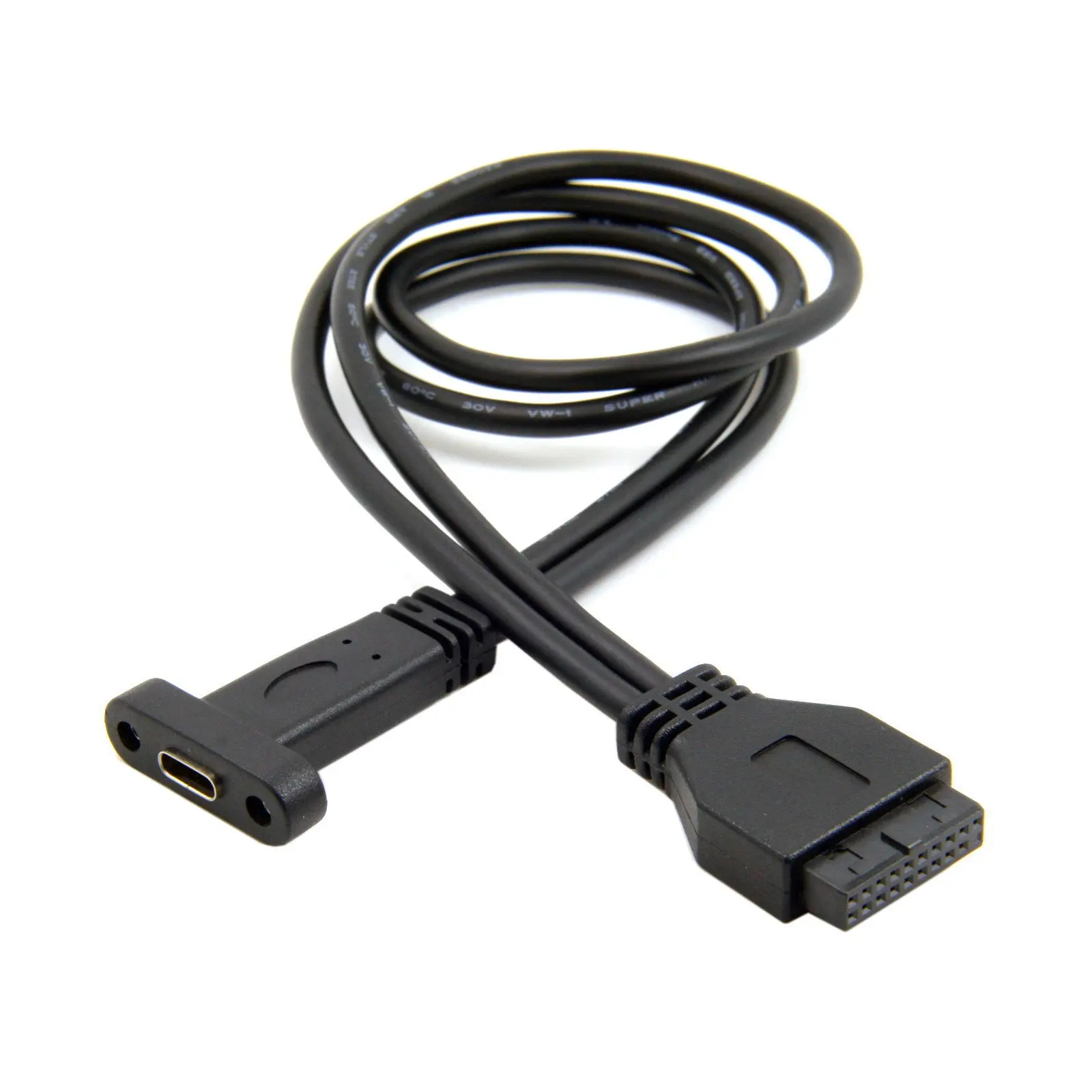 JavicTech USB 3.1 Type C USB-C Female to USB 3.0 Motherboard 19Pin 20Pin Header Cable Single Port Male Extension Cable ﻿