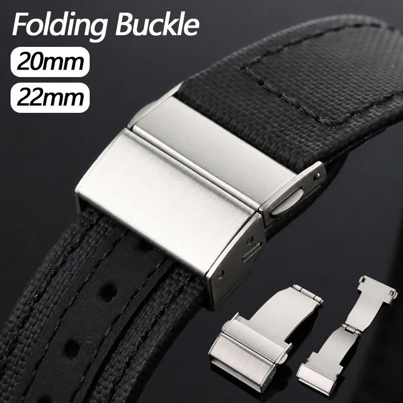 20mm 22mm Brushed Stainless Steel Watch Folding Buckle Safety Double Lock Deployment Clasp Replacement Anti‑Rust Metal Button