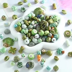 Green Ceramic Star Bead Straight Hole Bead Handmade Diy Jewelry Material