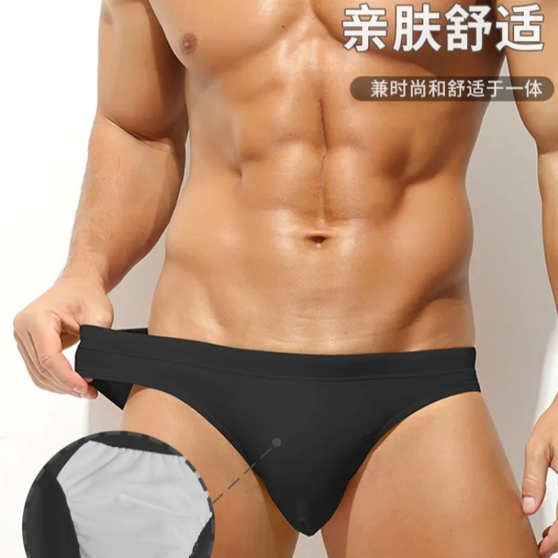 Men's swimming trunks triangular double-layer quick-drying, ice silk professional swimming trunks sports swimming shorts - view 5