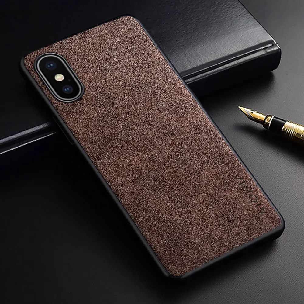 case for iphone x xs max xr funda Luxury Vintage leather skin with soft silicone cover coque for iphone x xs max xr case capa