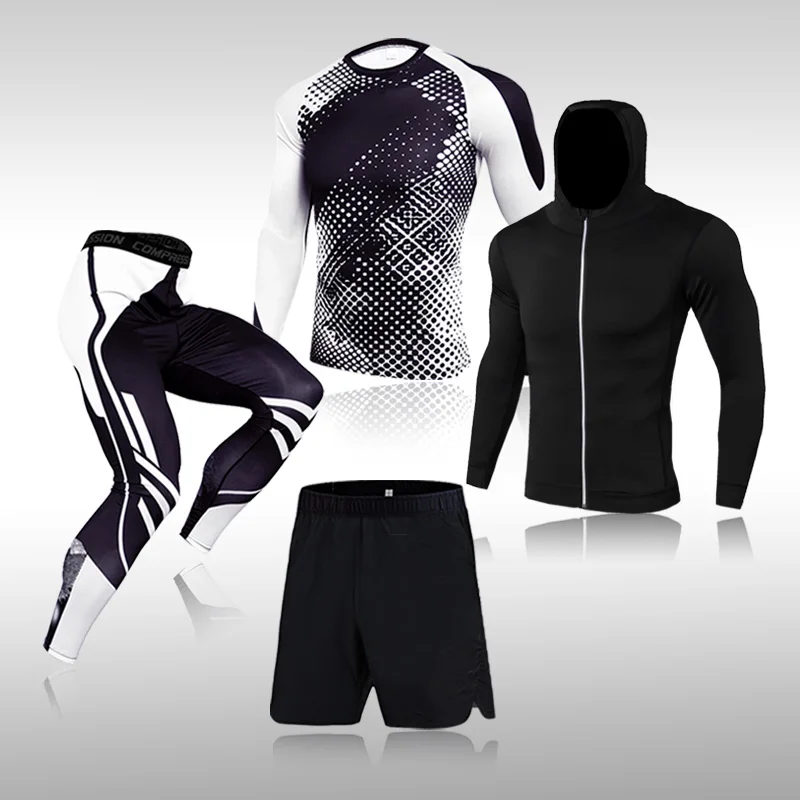 

Men's Tracksuit Gym Fitness Compression Sports Suit Clothes 4 Pcs/Set Running Jogging Sport Wear Cycling Exercise Workout Tights