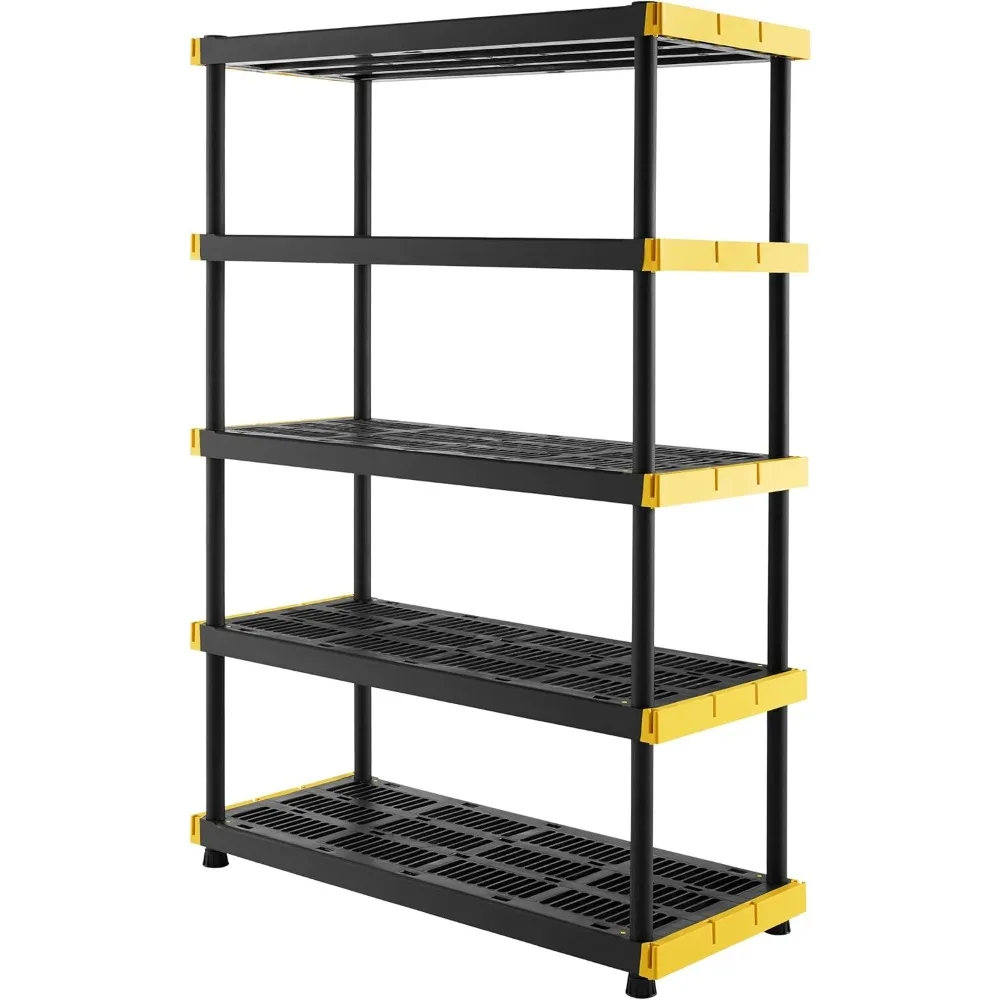 5-Tier Heavy Duty Plastic Storage Shelving Unit, 200lbs/shelf (72”H x 48”W x 20”D), for Indoor/Outdoor Organization,Modular Rack