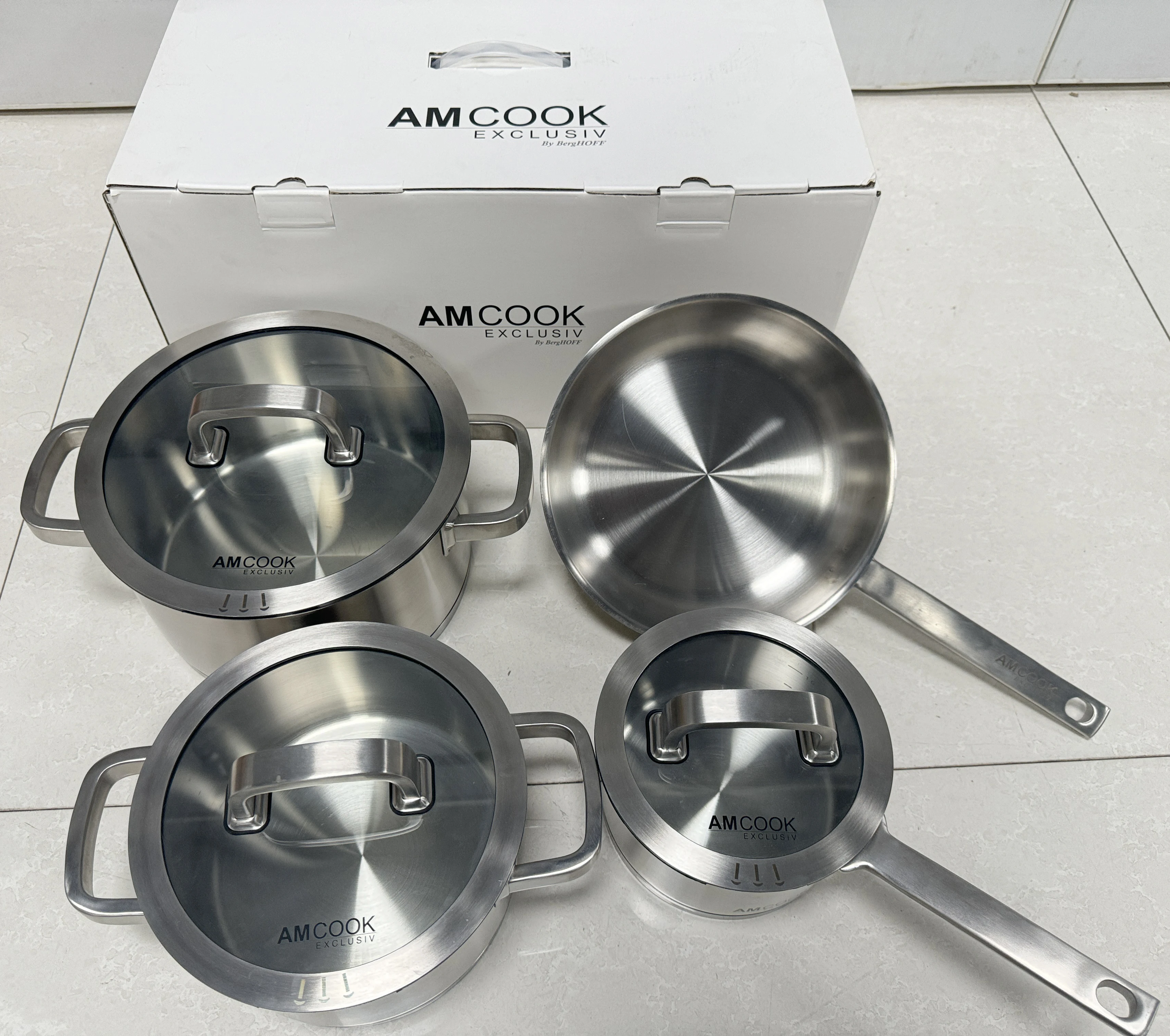 Home Use Cookware Set Stainless Steel Nonstick Coated Pans With Glass Lids Soup Milk Stir-Fry For  Stove