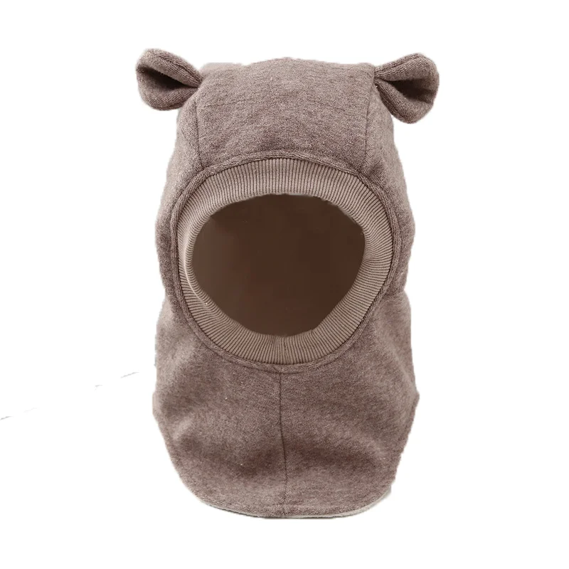 Winter Children\'s Wool Tweed Adjustable Pullover Cartoon Rabbit Ear Guard with Neck Cap Baby Balaklava Hat