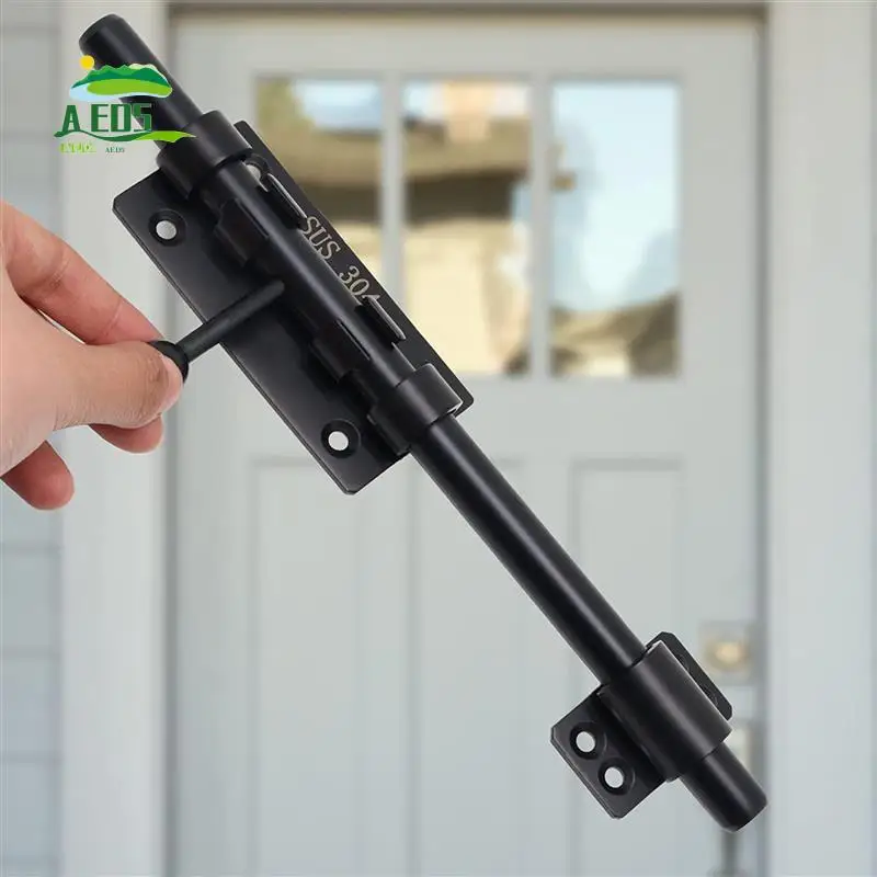 

AED5-Heavy Duty Slide Bolt Gate Latch With A Padlock, Horizontal Bolt Latch Floor Latch Hardware And Lockable Black