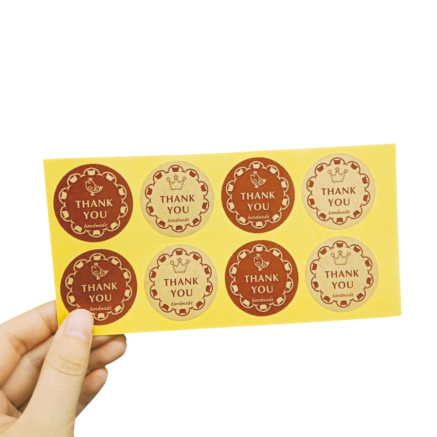 80PCS/lot 'THANK YOU' Vintage Kawaii Little Bird Round Kraft Paper Seal Sticker For Handmade Products Package Decoration Lable