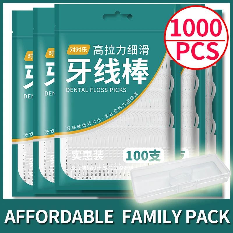 1000Pcs Affordable Dental Floss  Family Pack Flosser Picks Toothpicks Teeth Stick Barreled Interdental Brush For Teeth Care