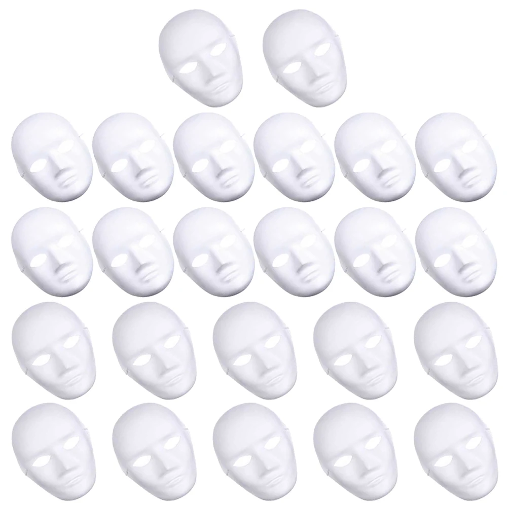 

24 Pcs Hand Painted Mask Blank Painting Clear Halloween Face Clothing Male Female Full White Masquerade Eco-friendly DIY