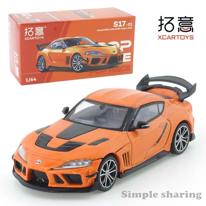 XCARTOYS POP RACE 1/64 Alloy Car Model Toy DarwinPRO Toyota A90- Metallic Orange Kids Xmas Gift Toys for Boys