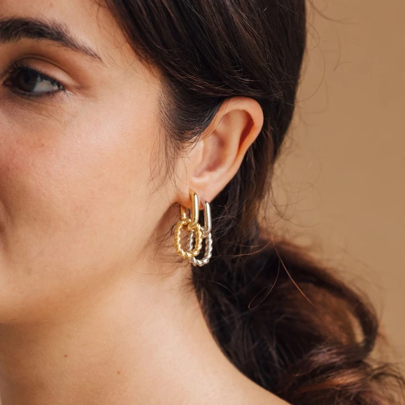 Fashion Twisted Circle Double Hoop Earrings for Women Gold Plated Geometric Round Mini Huggie Earring Statement Vintage Jewelry