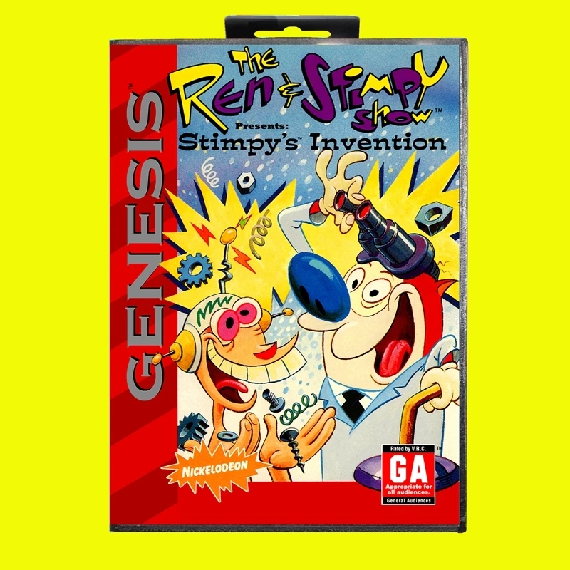 

Ren & Stimpy Show MD Game Card 16 Bit USA Cover for Sega Megadrive Genesis Video Game Console Cartridge