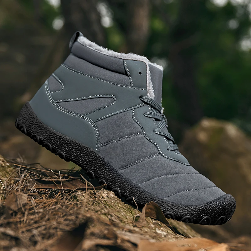 

Мужские ботинки без шнуровки, зимняя обувь для мужчин, теплые ботильоны на меху, противоскользящие уличные кроссовки, зимняя мужская повседневная прогулочная обувь