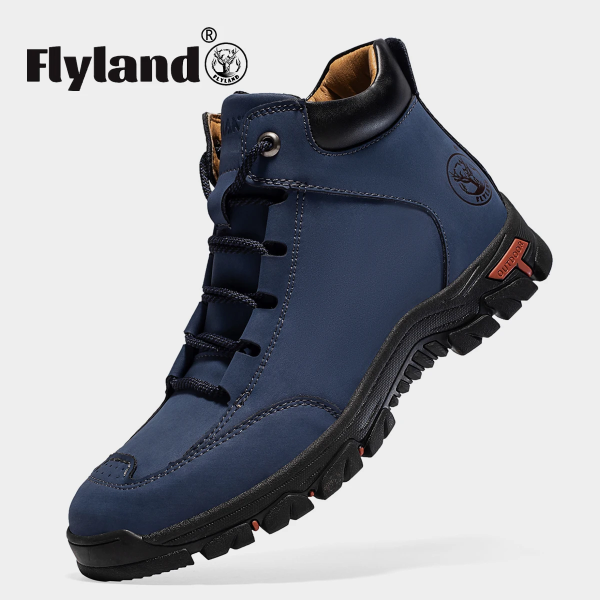 Stivaletti FLYLAND per uomo scarpe Casual leggere in pelle da esterno scarpe da uomo di lusso invernali stivali da neve maschili 2024 Sneakers alte