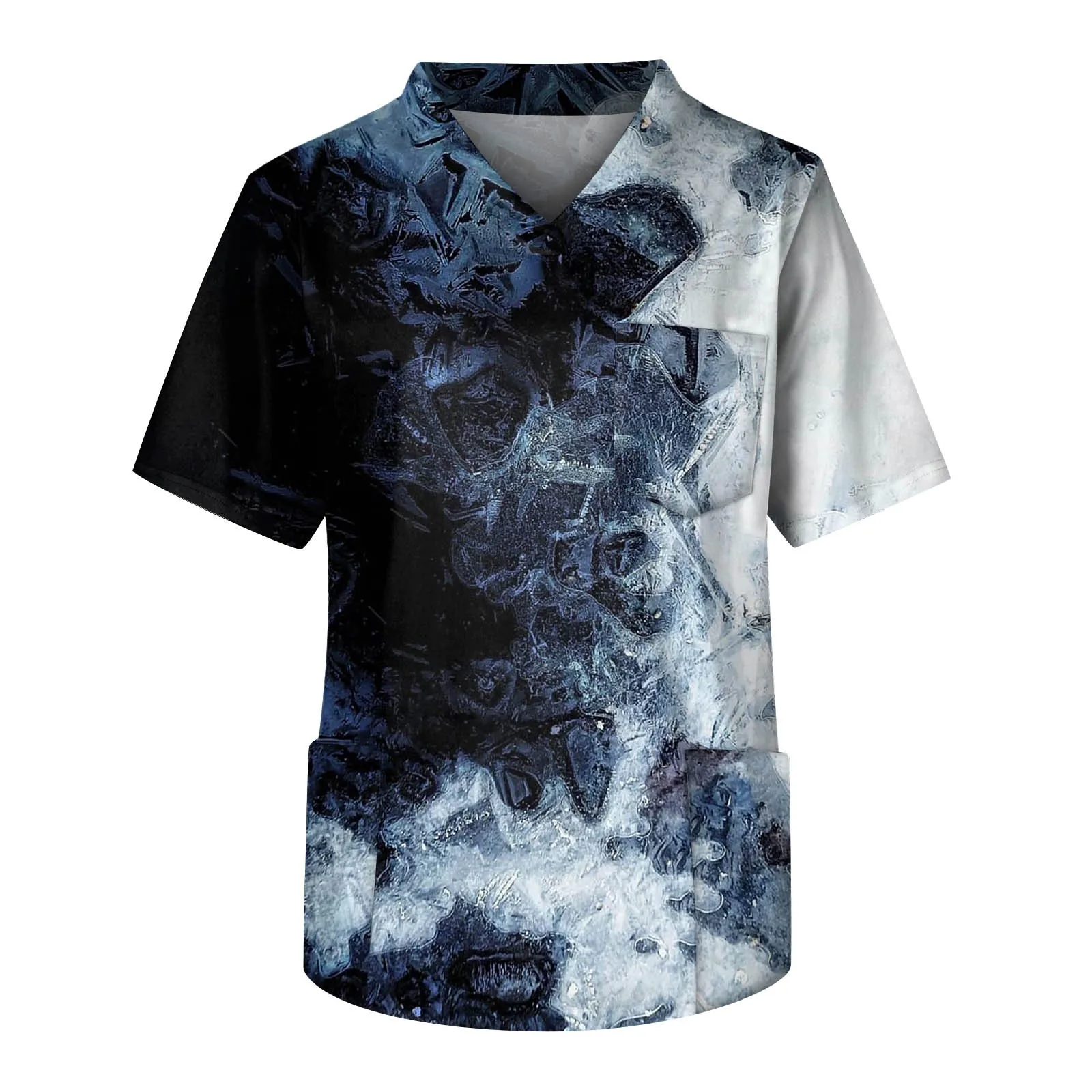 

Men'S Blouse Male Workwear Dentist Nursing Costumes Surgical Overall Short Sleeve V Neck Camouflage Print Chest Pocket Carer Top