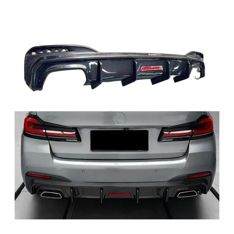 T for BMW 5 Series G30 G38 Dry Carbon Fiber Body Kit Rear Diffuser Rear Lip