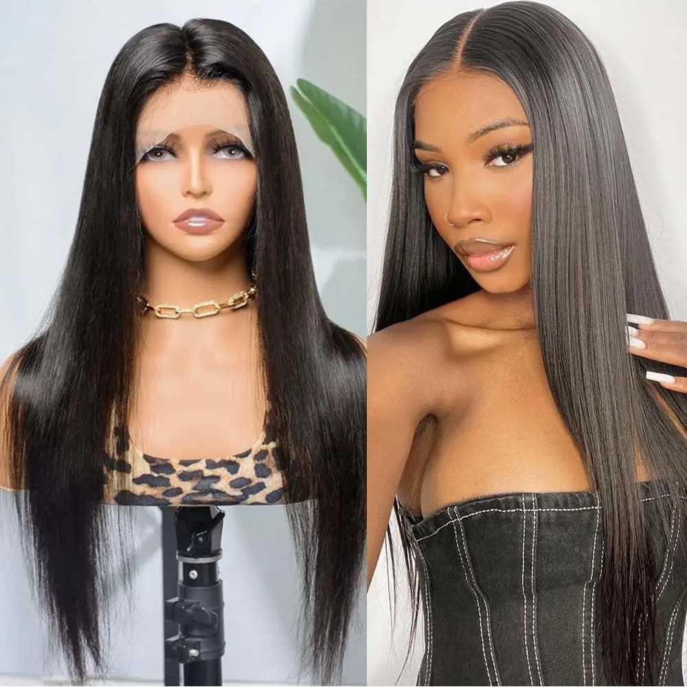 Rosabeauty 13x6 Straight Lace Front Wig Human Hair 40 Inch 13X4 Frontal 5X5 Glueless Ready to Wear Wigs 250% For Women