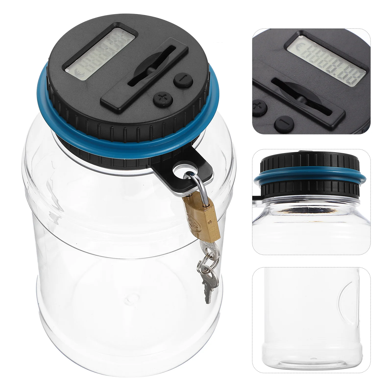 

1pc Digital Display Coin Bank Transparent Lcd Counting Saving Pot Bucket Shaped Plastic Storage Box For Adults Creative